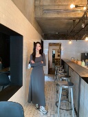 stevens 卡戴珊连衣裙长袖 u领修身 alex 显瘦长裙女黑色春秋季 内搭