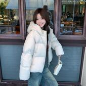 白鸭绒羽绒服女短款 alex stevens2025冬季 加厚保暖连帽面包服外套
