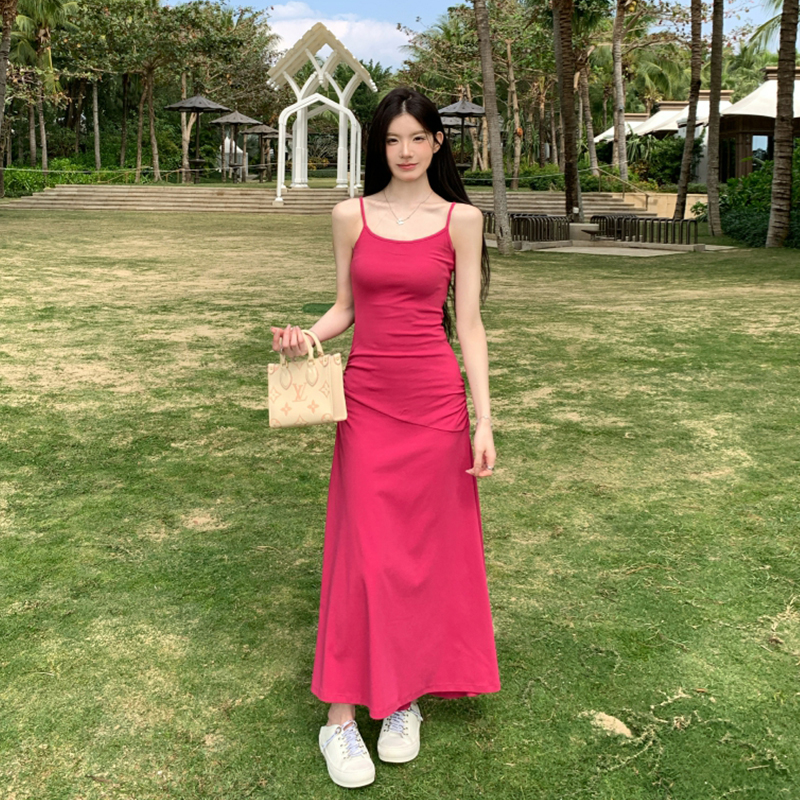 限量秒杀~ 卡戴珊吊带连衣裙女度假修身长裙