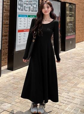 alex stevens钓系约会裙长袖连衣裙女秋季性感修身打底内搭长裙子