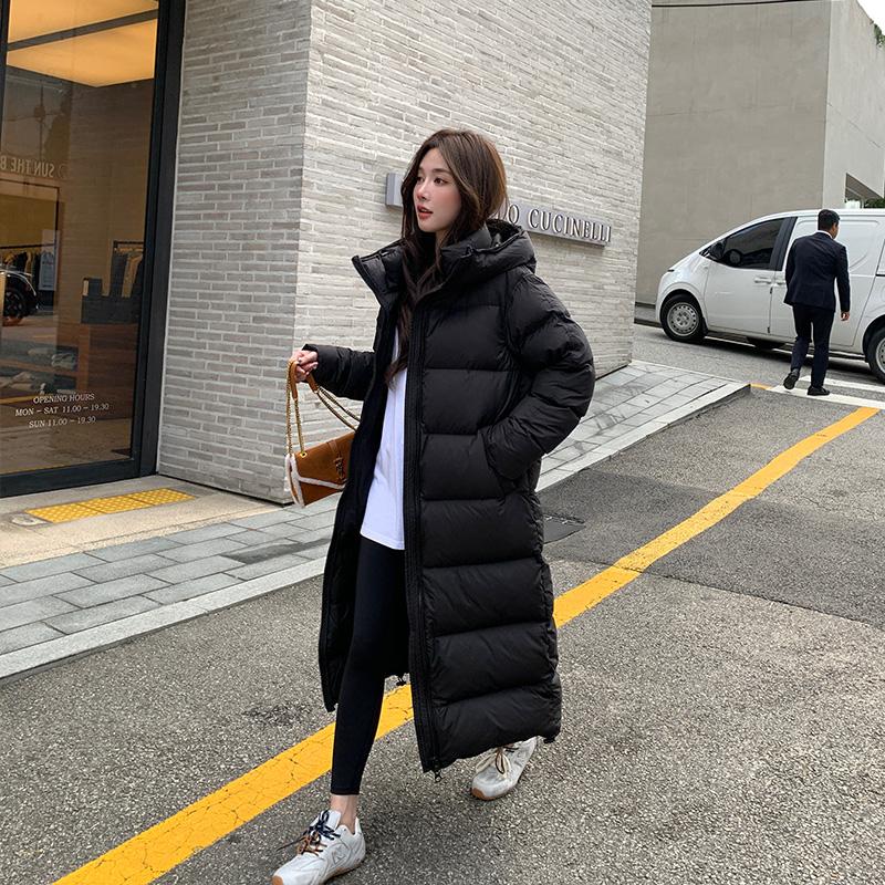 长款超长过膝白鸭绒羽绒服
