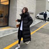 羽绒服女冬季 alex stevens黑色连帽长款 加厚保暖大棉被白鸭绒外套