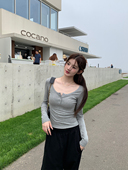 内搭外穿上衣秋季 alex 女长袖 t恤弹力灰色修身 stevens美式 打底衫