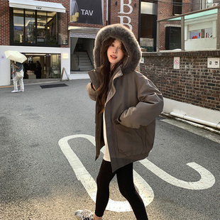 90白鸭绒加厚外套 派克服羽绒服女冬季 alex stevens真毛领连帽工装