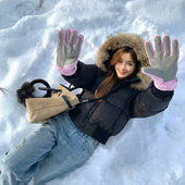 alex 连帽白鸭绒外套 收腰修身 stevens韩系短款 大毛领羽绒服女冬季