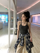上衣基础百搭美式 alex stevens细带吊带背心女春夏带胸垫高弹修身