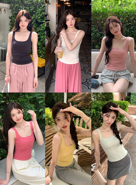 alex stevens多色吊带背心女带胸垫弹力显瘦内搭打底上衣外穿美式