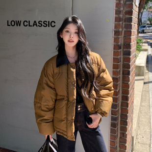 加厚保暖短款 面包服 stevens撞色翻領白鴨絨羽絨服外套女冬季 alex