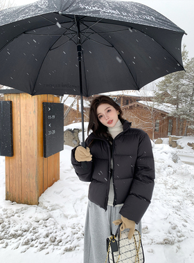 alex stevens美式短款羽绒服肯豆风女冬季90白鸭绒外套加厚面包服