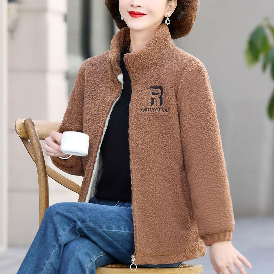 短外套羊羔毛绣花加绒加厚韩版