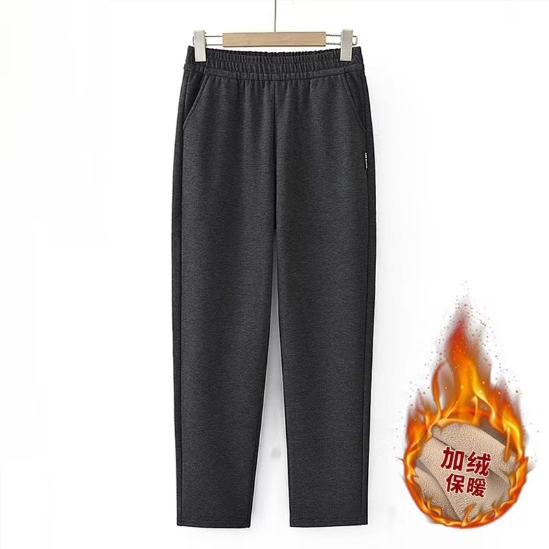 秋冬款高腰加绒加厚外穿直筒裤女