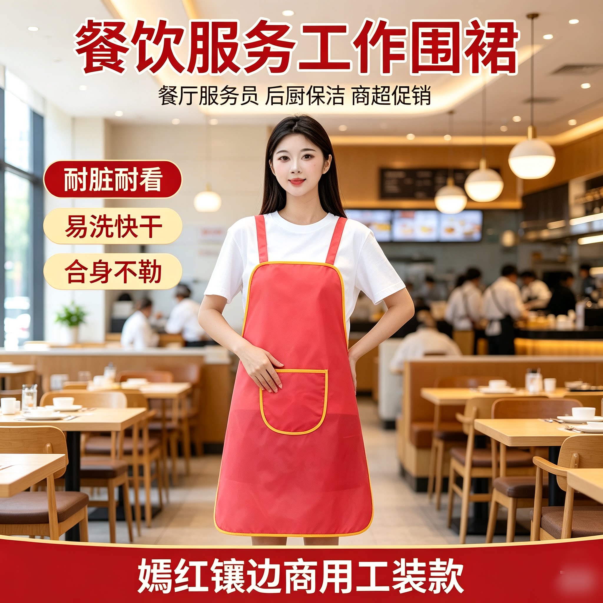商用工装围裙企业活动促销政府采购食堂物业保洁耐脏可印刷围裙