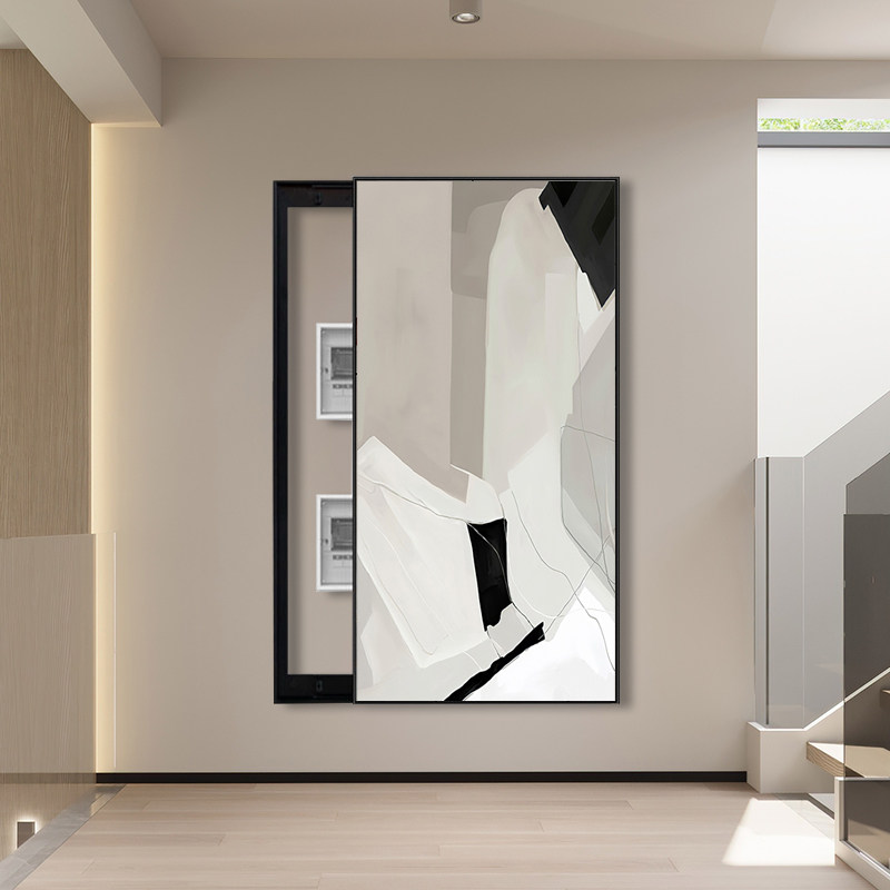 上下组合配电箱电表箱装饰画推拉轨道遮挡现代简约大尺寸强弱电箱