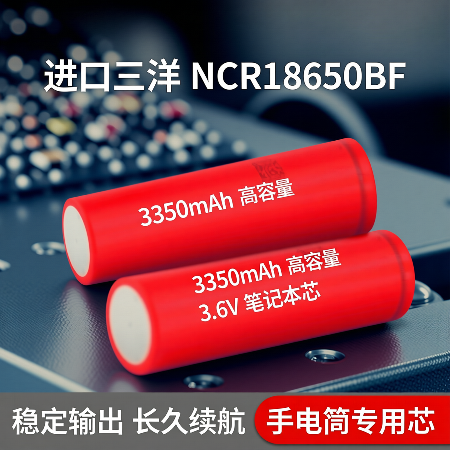 进口三洋ncr18650bf容量型锂电池3350mAh手电筒笔记本芯3.6V