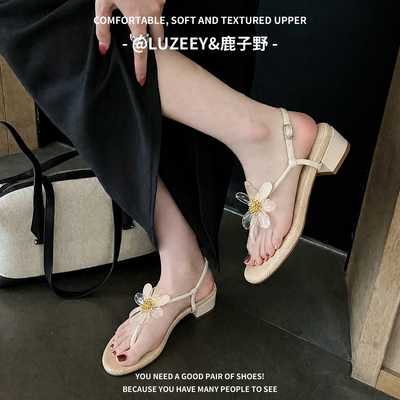 夏季方头夹趾露趾凉拖鞋外穿