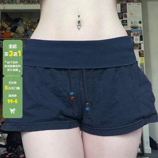 WEEKEEP 简约百搭串珠系带翻腰两穿短裤 女基础宽松显瘦阔腿休闲裤