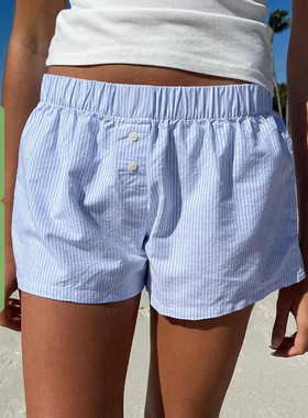 WEEKEEP【蓝色之恋】氛围感小众设计休闲低腰短裤居家可外穿裤子