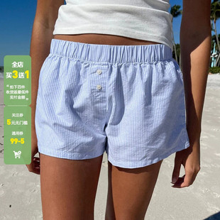 WEEKEEP【蓝色之恋】氛围感小众设计休闲低腰短裤居家可外穿裤子