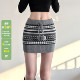 WEEKEEP 复古费尔岛提花系带毛球半身裙辣妹百搭修身 包臀毛织短裙