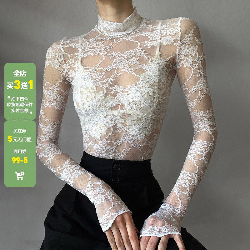 法式性感小透视设计显瘦T恤