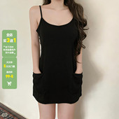 WEEKEEP 百搭休闲宽松口袋圆领吊带背心女基础简约显瘦上衣