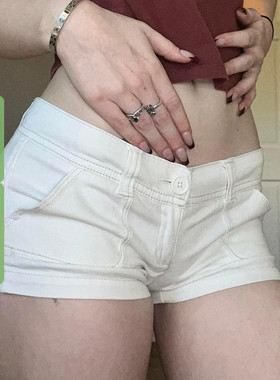 WEEKEEP 百搭基础简约纯白色工装口袋超短裤女辣妹低腰包臀休闲裤