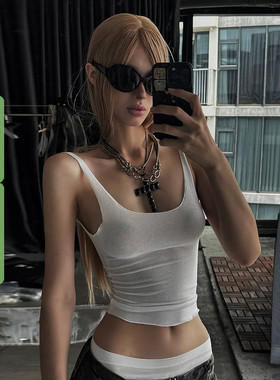 WEEKEEP 街头辣妹性感纯色基础薄款可叠穿吊带背心女修身显瘦上衣
