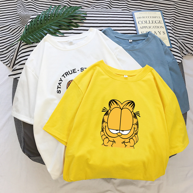 韩版潮牌ins加菲猫短袖t恤女夏情侣装宽松上衣服半袖港风洋气体恤|msdalam kategori Butik wanita / wanita, baju-T - dari Buy2taobao.com untuk memberikan perkhidmatan ejen Taobao profesional membeli