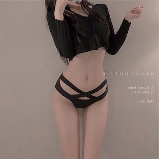 性腰感镂空交叉简约冰丝简约低无痕少腰精交 腰精 交 Hot叉tie