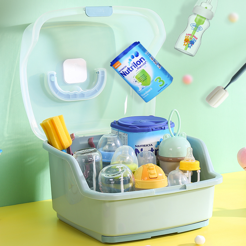 婴儿奶瓶收纳箱沥水防尘放餐具勺