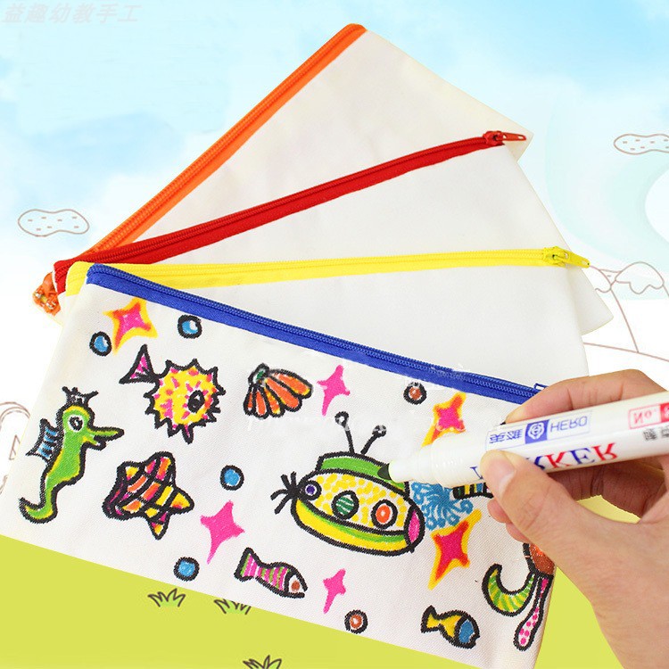 彩绘涂鸦空白帆布文具袋铅笔袋