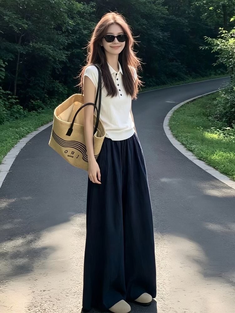 2026新款夏季高腰显瘦直筒裤女宽松休闲百搭阔腿长裤子