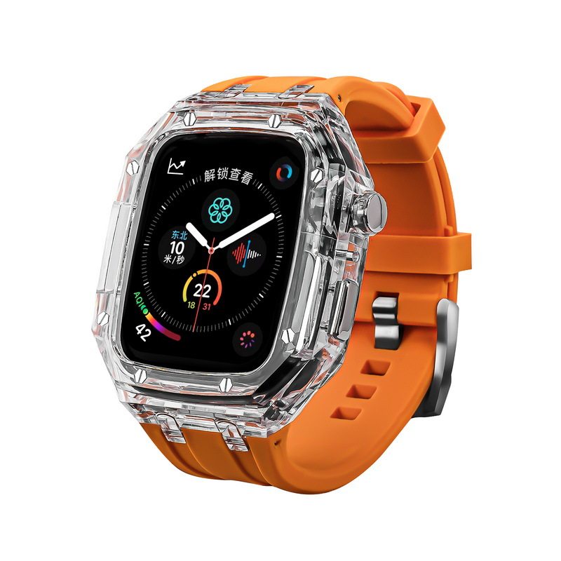 适用AppleWatch8透明改装表带理查德表壳iWatchS7苹果硅胶手表带冰川潮男女高级diy个性保护套一体44/45mm使用感如何?