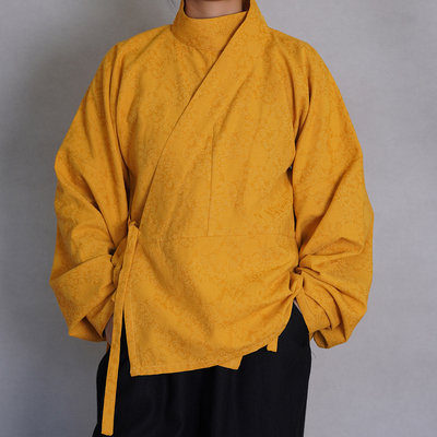 漫春雪汉服【蒹葭】晋制曲领衫 纯色提花棉可收袖口 日常春秋男女