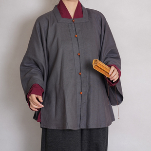 漫春雪汉服【露稀】明制方领半袖短衫 天丝亚麻日常通勤春秋 男女
