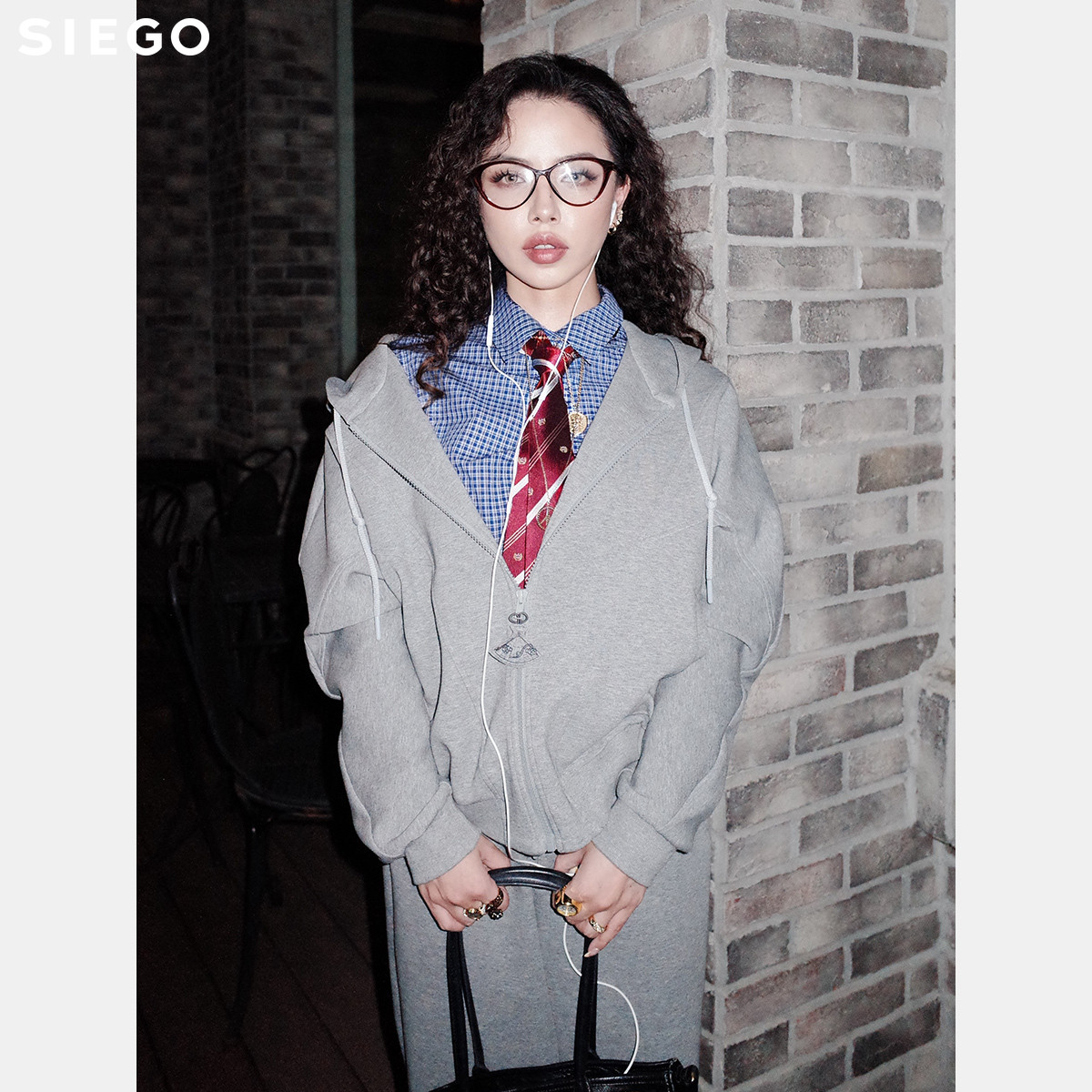 Siego西蔻双面针织都市运动风连帽外套64528202