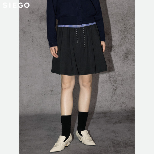 Siego西蔻青春休闲学院风松紧腰半裙64522214