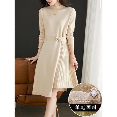 加厚配大衣的内搭毛衣裙女秋冬季2024年新款高级感羊毛针织连衣裙