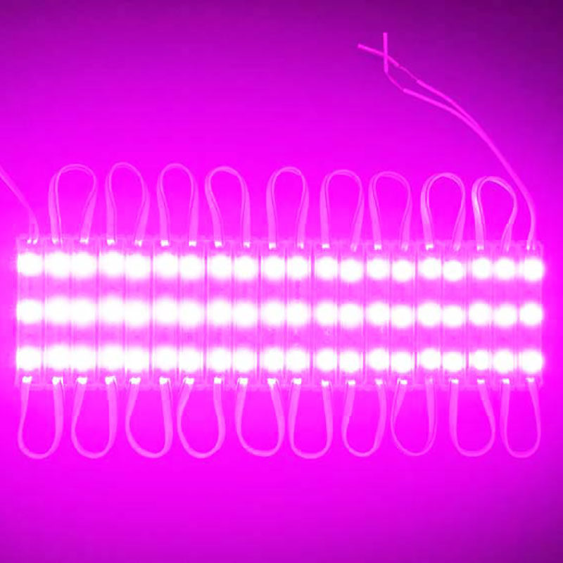 3灯粉红光 led5054紫色光模组 12v滴胶防水 粉红色模组广告发光字