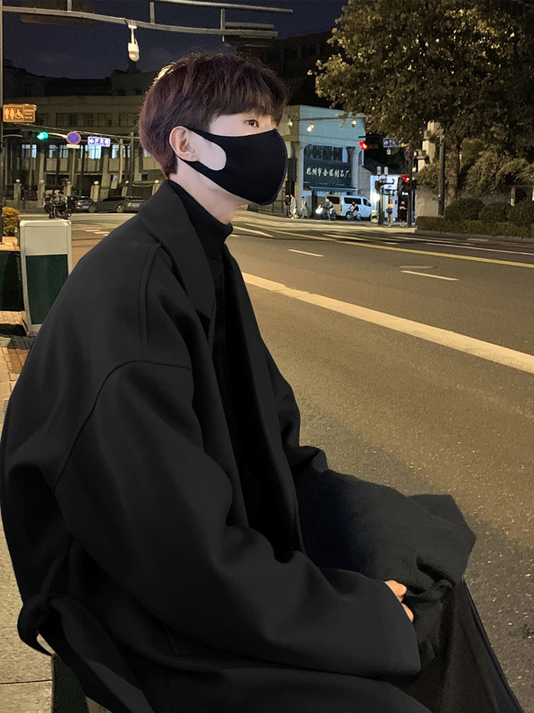 韩系英伦风毛呢大衣秋冬高级感中