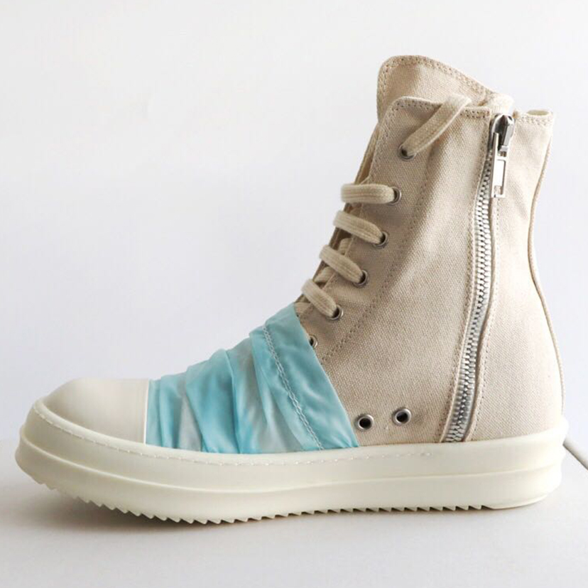 ro复线米白色褶皱暗黑先锋高帮鞋