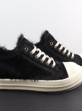 Rick RO马毛鞋低帮黑色新款暗黑先锋设计设走秀款个性潮流男女鞋