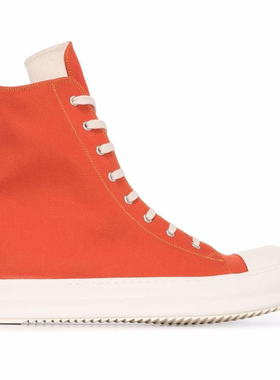 Rick RO橙色高帮鞋布面新款副线板鞋帆布鞋高街先锋设计师 男女款