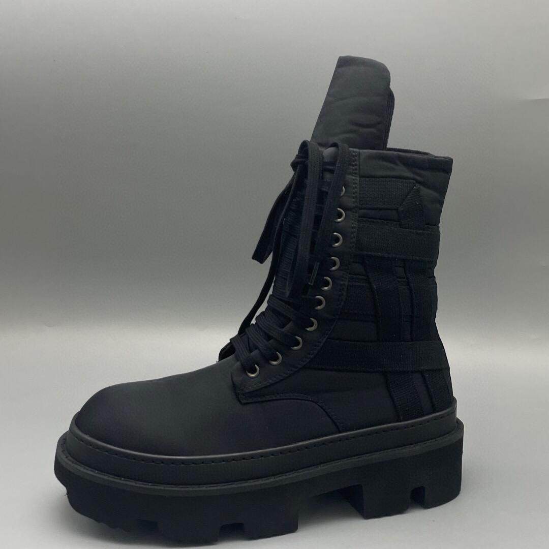 RO布面马丁靴新款厚底全黑色