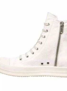 Rick RO鞋高帮白色副线新款厚底拉链潮鞋暗黑先锋高街风男女潮鞋