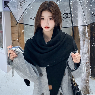 围巾女士秋冬季韩版百搭高级感加厚保暖针织护颈围脖披肩大三角巾