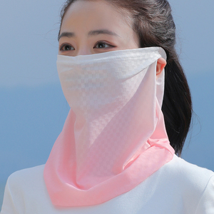 防晒面罩全脸遮阳电动车夏天挂耳面纱口罩女冰丝脖套骑车护颈围脖