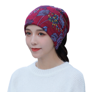 堆堆帽女冬季帽子头巾两用保暖加绒加厚加大围脖包头帽脖套月子帽