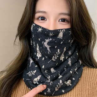 脖套女秋冬季 保暖围脖百搭针织百变挂耳面罩骑车防风防寒护颈加厚