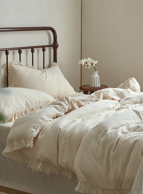 全棉成品染双层纱婴儿色四件套公主床品床单定制加密平纹不起球